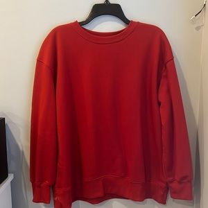 Red crewneck sweatshirt